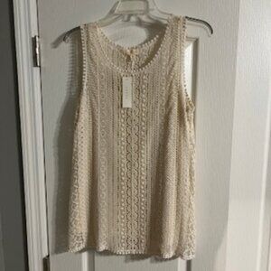 Adiva Women's Lace Tank Top With Spaghetti Strap Camisole Cream New With Tags XL